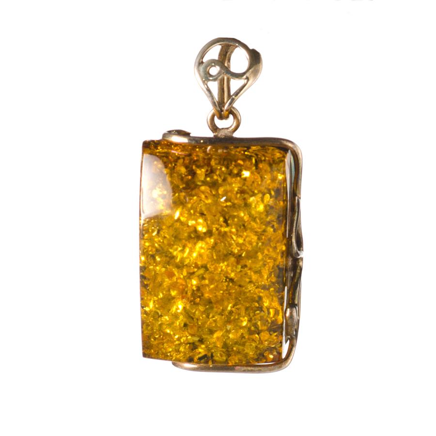 Amber and Silver Pendant