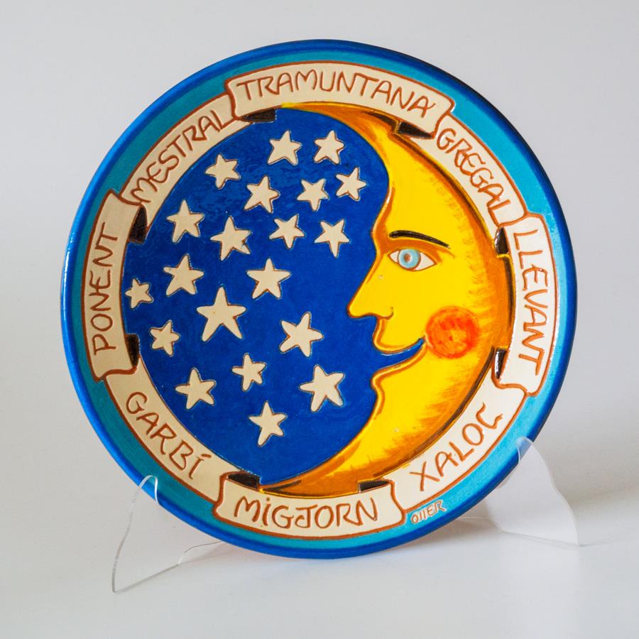 Wind Rose Clay Plate, The Moon
