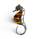 Hippocampe, pendentif en ambre et argent