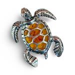 Tortue, pendentif en ambre et argent
