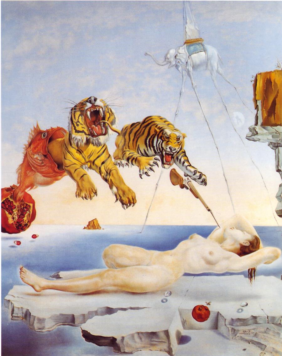 Pòster "Somni causat pel vol d'una abella al voltant d'una magrana un segon abans de despertar", 1944  | 122800000  | Salvador Dalí | Botiga online Dalí Figueres | Llibreria Surrealista