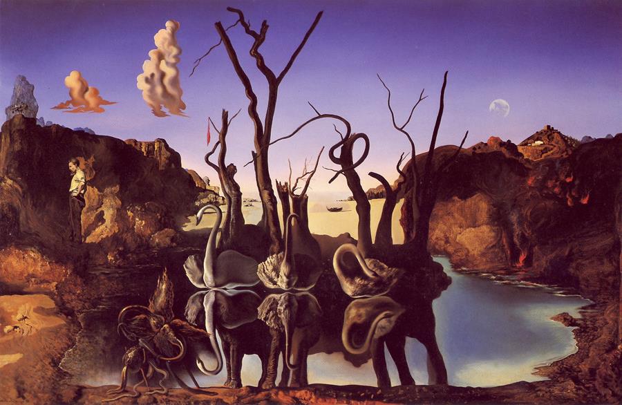 Poster "Cygnes reflétant des éléphants"